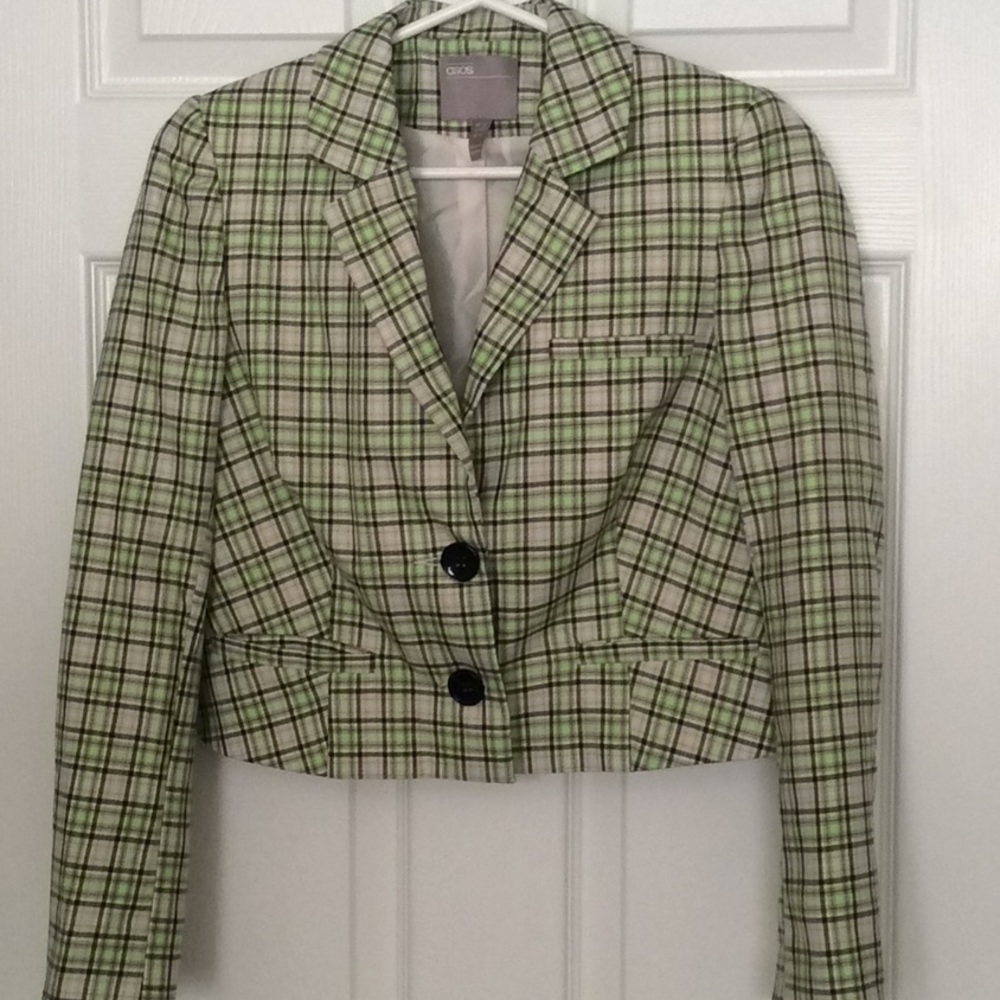 ⚜️ ASOS cropped jacket plaid blazer EUC long sleeve